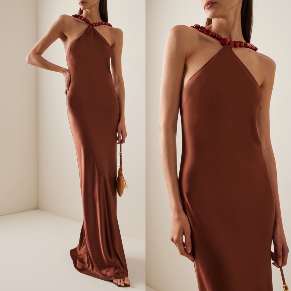 Staud cadence silk maxi dress in Clove brown size US 10 NEW! New with tags! - Picture 11 of 13